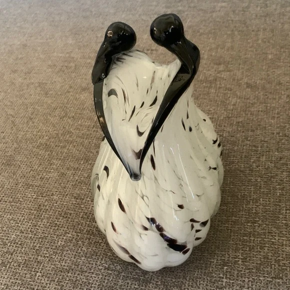 Vintage Handblown White and Black Swirl Art Glass Purse Decorative Sculpture - Picture 2 of 6
